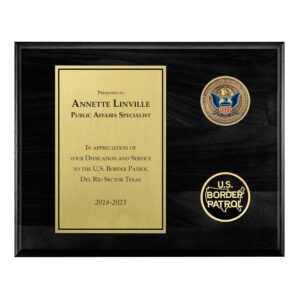 Alternative view of Coins Plaque (USBP) - Brass / Black