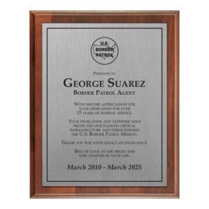 Plaque 8x10 (USBP) - Silver / Walnut