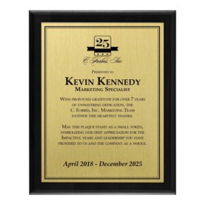 Fully Sublimated Plaque 8x10 (Customizable) - Brass / Black