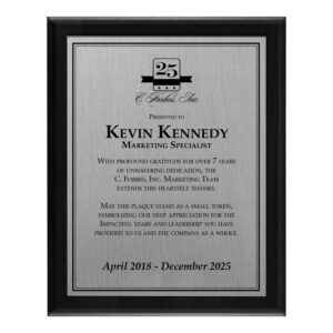 Fully Sublimated Plaque 8x10 (Customizable) - Silver / Black