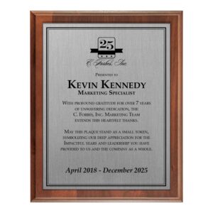Fully Sublimated Plaque 8x10 (Customizable) - Silver / Walnut