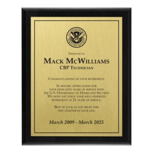 Plaque 8x10 (DHS) - Brass / Black