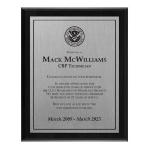 Plaque 8x10 (DHS) - Silver / Black