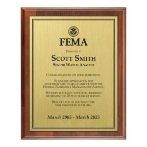 Fully Sublimated Plaque 8x10 (FEMA)