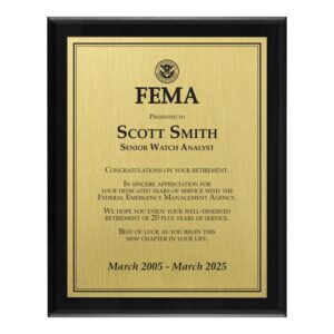 Plaque 8x10 (FEMA) - Brass / Black