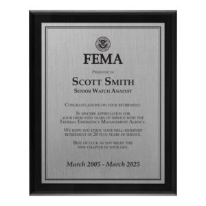 Plaque 8x10 (FEMA) - Silver / Black