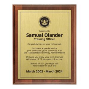 Fully Sublimated Plaque 8x10 (TSA)