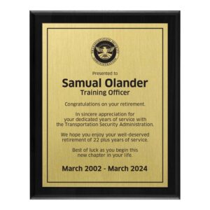 Plaque 8x10 (TSA) - Brass / Black