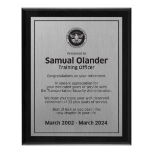Plaque 8x10 (TSA) - Silver / Black