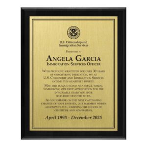 Plaque 8x10 (USCIS) - Brass / Black