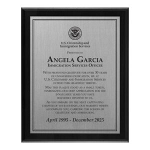 Plaque 8x10 (USCIS) - Silver / Black