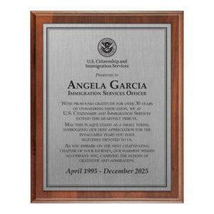 Plaque 8x10 (USCIS) - Silver / Walnut