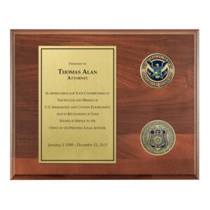 Coins Plaque (ICE) - Brass / Walnut