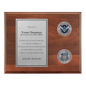 Coins Plaque (ICE) - Silver / Walnut