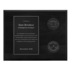 TSA blackout plaque