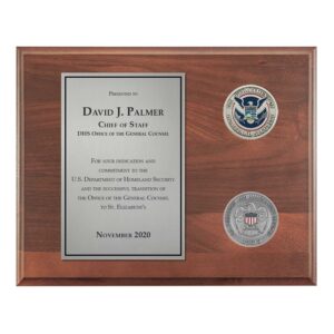 Coins Plaque (USCIS) - Silver / Walnut