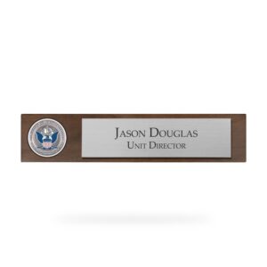 Desk Nameplate w/ Coin (CBP) - Silver/Walnut