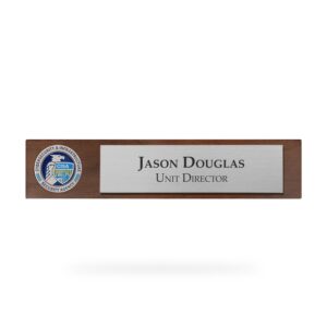 Desk Nameplate w/ Coin (CISA) - Silver/Walnut