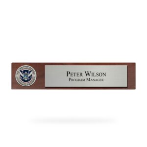 Desk Nameplate w/ Coin (DHS) - Silver/Walnut
