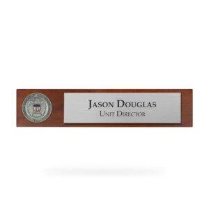 Desk Nameplate w/ Coin (FEMA) - Silver/Walnut
