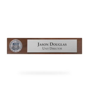 Desk Nameplate w/ Coin (ICE) - Silver/Walnut