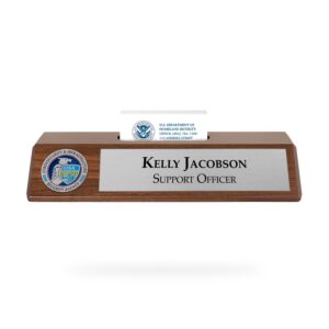 Nameplate / Business Card Holder (CISA) - Silver/Walnut - Enter text here