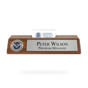 Nameplate / Business Card Holder (DHS) - Nickel-Silver/Walnut