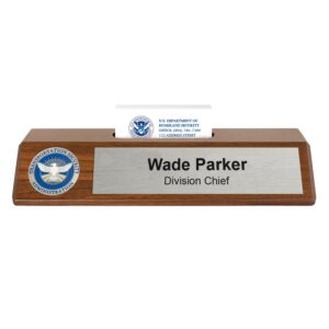 Nameplate/Business Card Holder (TSA) - Silver/Walnut