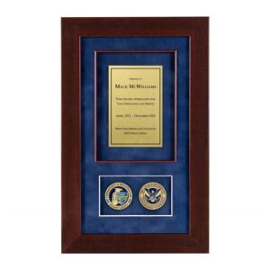 Alternative view of Recognition Shadow Box (Cherry) w/ Coins (CISA)