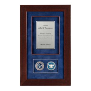 Recognition Shadow Box (Cherry) w/ Coins (TSA) - Antique Silver