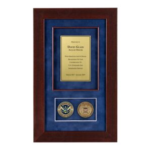 Recognition Shadow Box (Cherry) w/ Coins (USCIS)