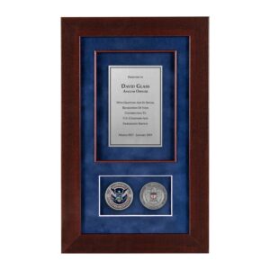 Recognition Shadow Box (Cherry) w/ Coins (USCIS) - Antique Silver