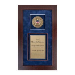 Recognition Shadow Box (Cherry) w/ Medallion (USCIS) - Antique Brass