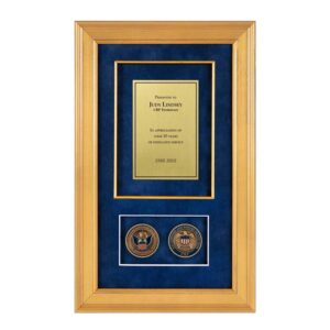 Alternative view of Recognition Shadow Box (Gold) w/ Coins (CBP)