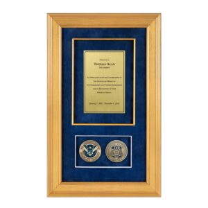 Alternative view of Recognition Shadow Box (Gold) w/ Coins (ICE)