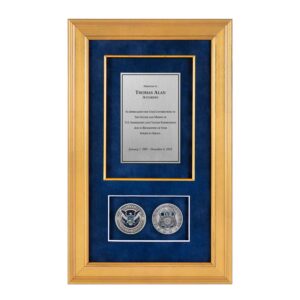 Recognition Shadow Box (Gold) w/ Coins (ICE) - Antique Silver