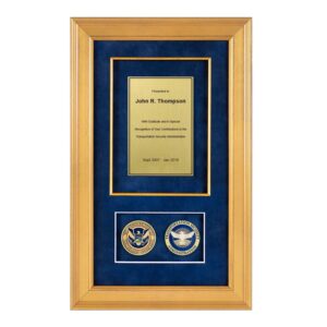 Alternative view of Recognition Shadow Box (Gold) w/ Coins (TSA)