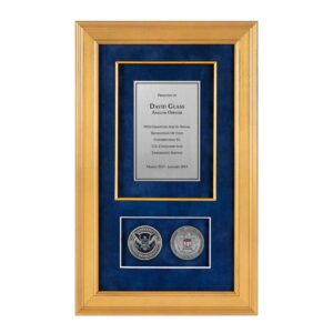 Recognition Shadow Box (Gold) w/ Coins (USCIS) - Antique Silver