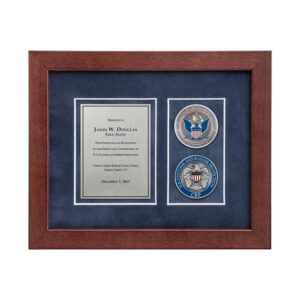 Desk Frame w/ 2 Coins Award - Antique Nickel-Silver