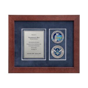 Desk Frame w/ 2 Coins Award (CISA) - Antique Nickel-Silver