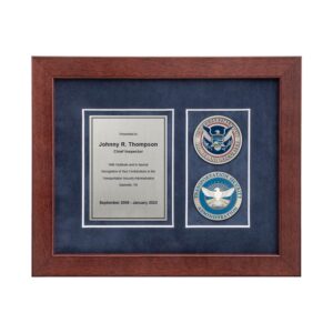 Desk Frame w/ 2 Coins Award (TSA) - Nickel-Silver