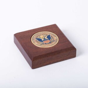 Alternative view of Wooden Paperweight w/ Coin (CBP)