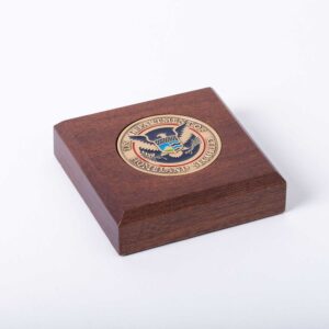 Alternative view of Wooden Paperweight w/ Coin (DHS)