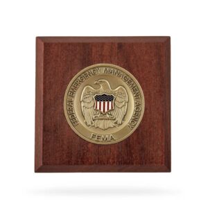 Wooden Paperweight w/ Coin (FEMA)