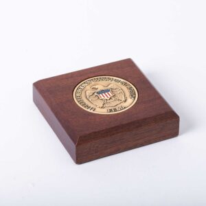 Alternative view of Wooden Paperweight w/ Coin (FEMA)