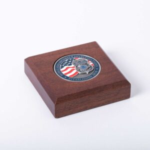 Alternative view of Wooden Paperweight w/ Coin (HSI)