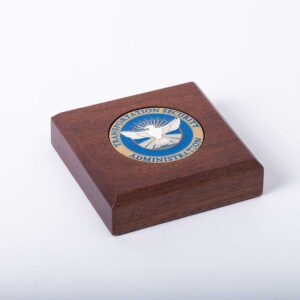 Alternative view of Wooden Paperweight w/ Coin (TSA)