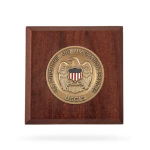 Wooden Paperweight w/ Coin (USCIS)