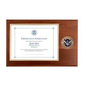Certificate Plaque w/ Medallion (DHS)