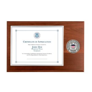 Certificate Plaque w/ Medallion (USCIS) - Antique Nickel-Silver